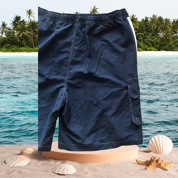 New Open Ocean Trails Trunks Navy & White Pockets Drawstring Size XL - Picture 6 of 8